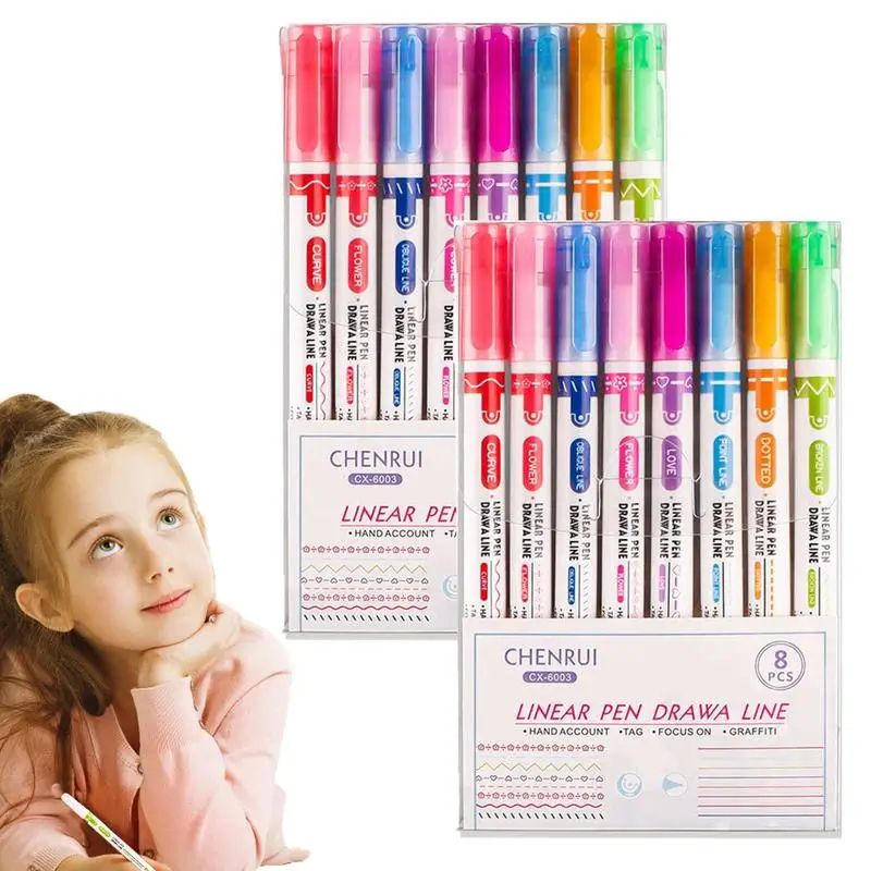 Highlighter Flower Highlighter For Note Taking With 7 Styles 16pcs Highlighter Pen With 8 Colors Thin Lines Great For