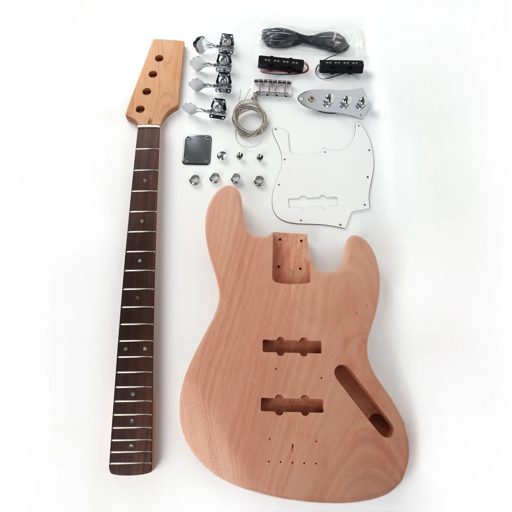 Genuine Rosewood fingerboard roasted canadian maple neck DIY mahogany body abalone dot inlay  Electric Bass Kit