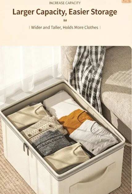 Foldable Clothing Storage Box Large Capacity With Lid Quilt Down Jacket Organizer Bin for Bedroom Wardrobe Closet Organization
