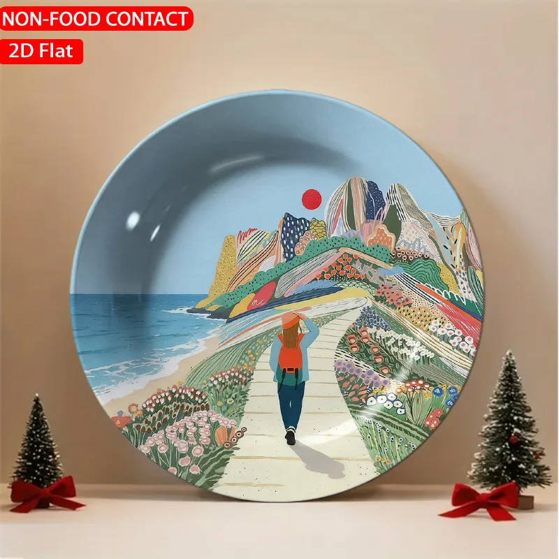 1pc Retro Vintage Ceramic Plate - Elegant Floral Decor Suitable for Home Desk, Shelf, Table Centerpiece, Non-Food Contact Plate