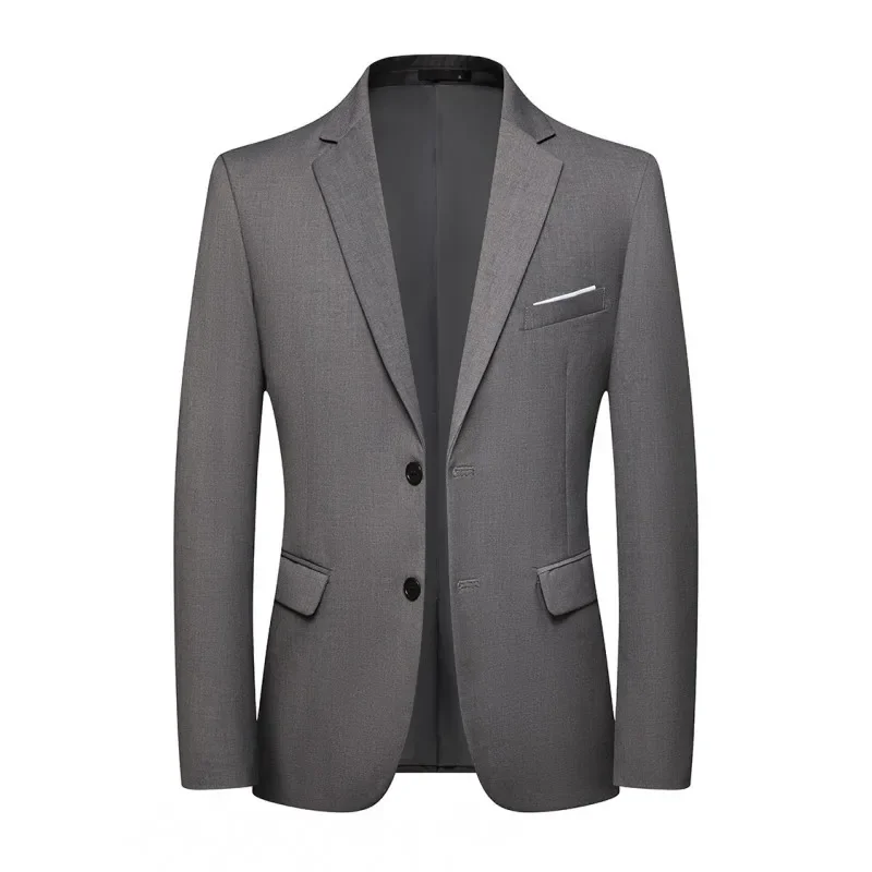 Single West Spring and Autumn New Business Fashion Suit Korean Version Slim Men's High-end Solid Color Trend Coat   Polyester