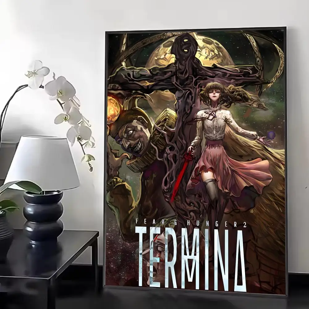 game horror F-Fear and Hunger Poster Chic Aesthetic Self-Stick Wall Poster Bedroom & Dorm Room Decor