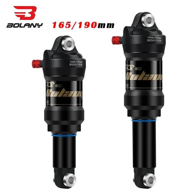 BOLANY Adjustable Mountain Bike Rear Shock Absorber 550lbs Coil Spring Suspension MTB Bicycle Air Shock 165/190mm Bike Parts