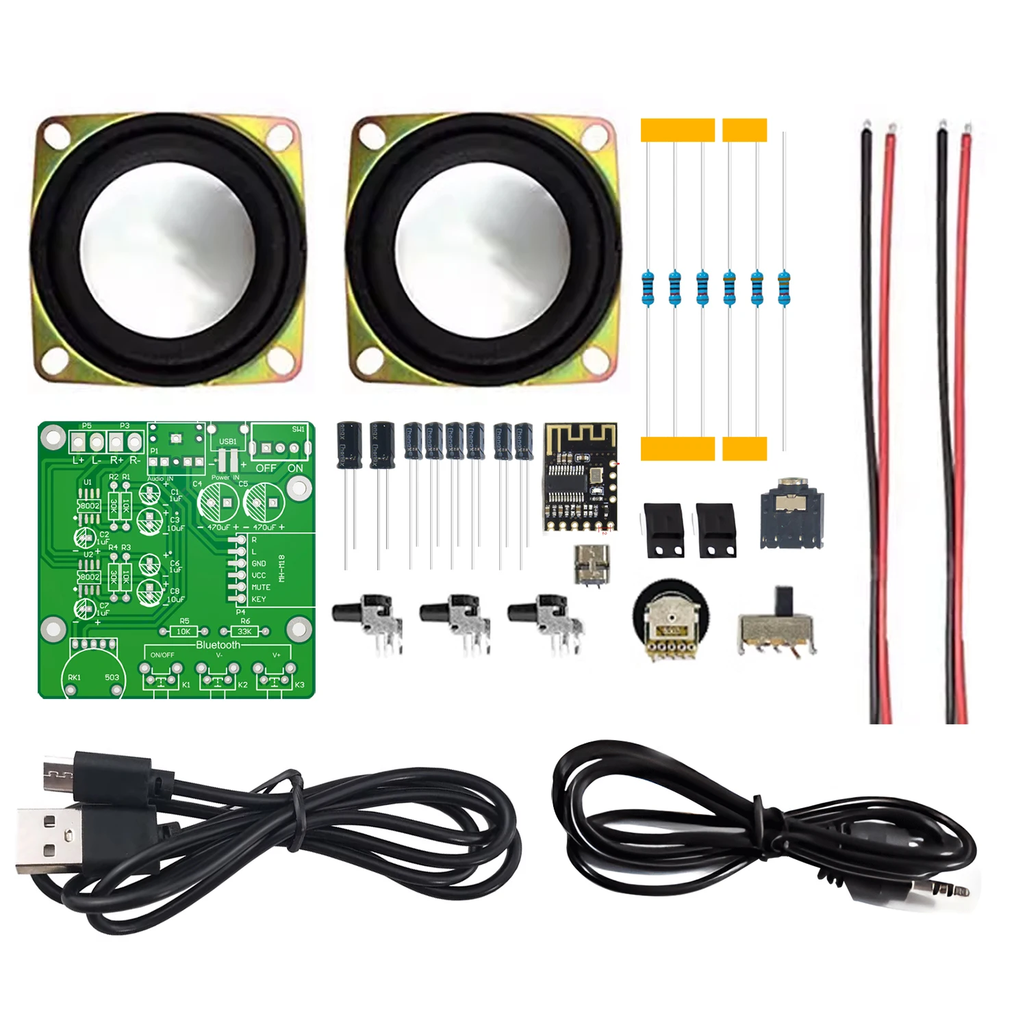 Electronic DIY Dual-channel Bluetooth Speaker Kit Stereo Amplifier Stereo Welding Assembly Debugging Practice Loose Parts