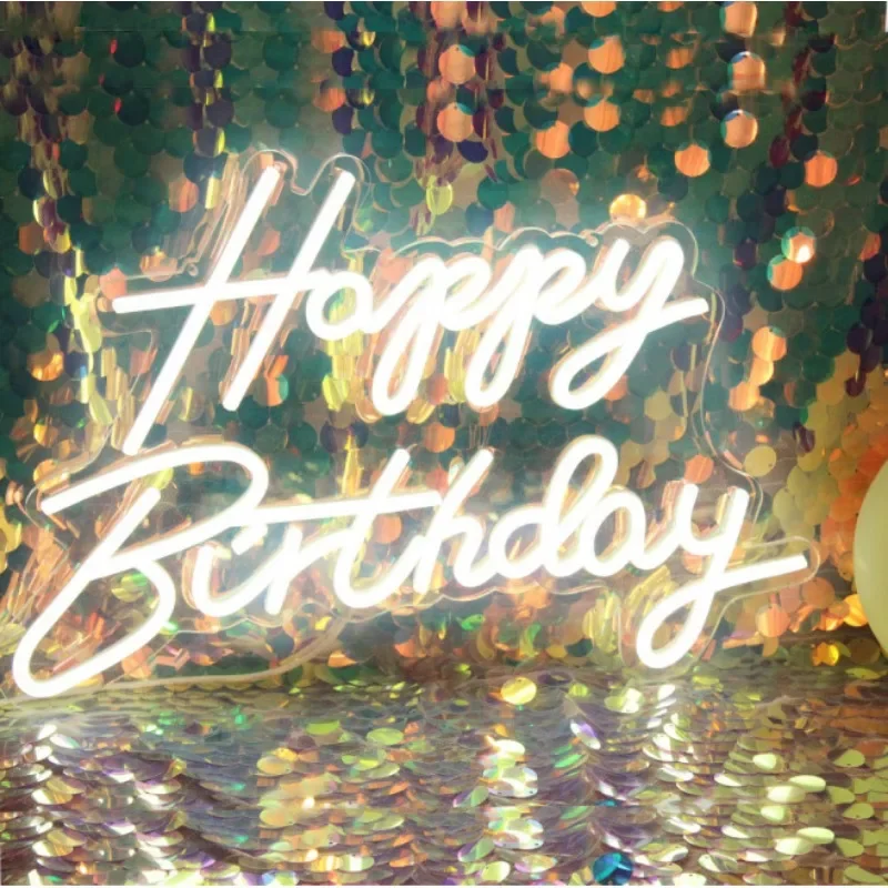 Imagem -04 - Feliz Aniversário Neon Led Light Sign Comemorar Festa de Aniversário Decor Presente Usb Powered com Interruptor Bar Neon Lights 42x28cm