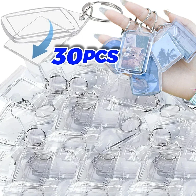 

Transparent Acrylic Photoes Frame Keychain Rectangle/Clothes/Heart/Octagonal Shape Insert Photoes Card Pendant DIY Keys Chains