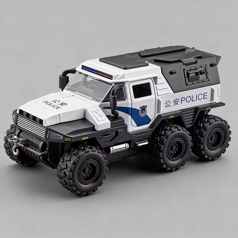 1:32 Scale Conqueror Toy Alloy Models Cars Diecast Doors Opened Police Car Wheel Pull Back Miniature Vehicles Educational Toys