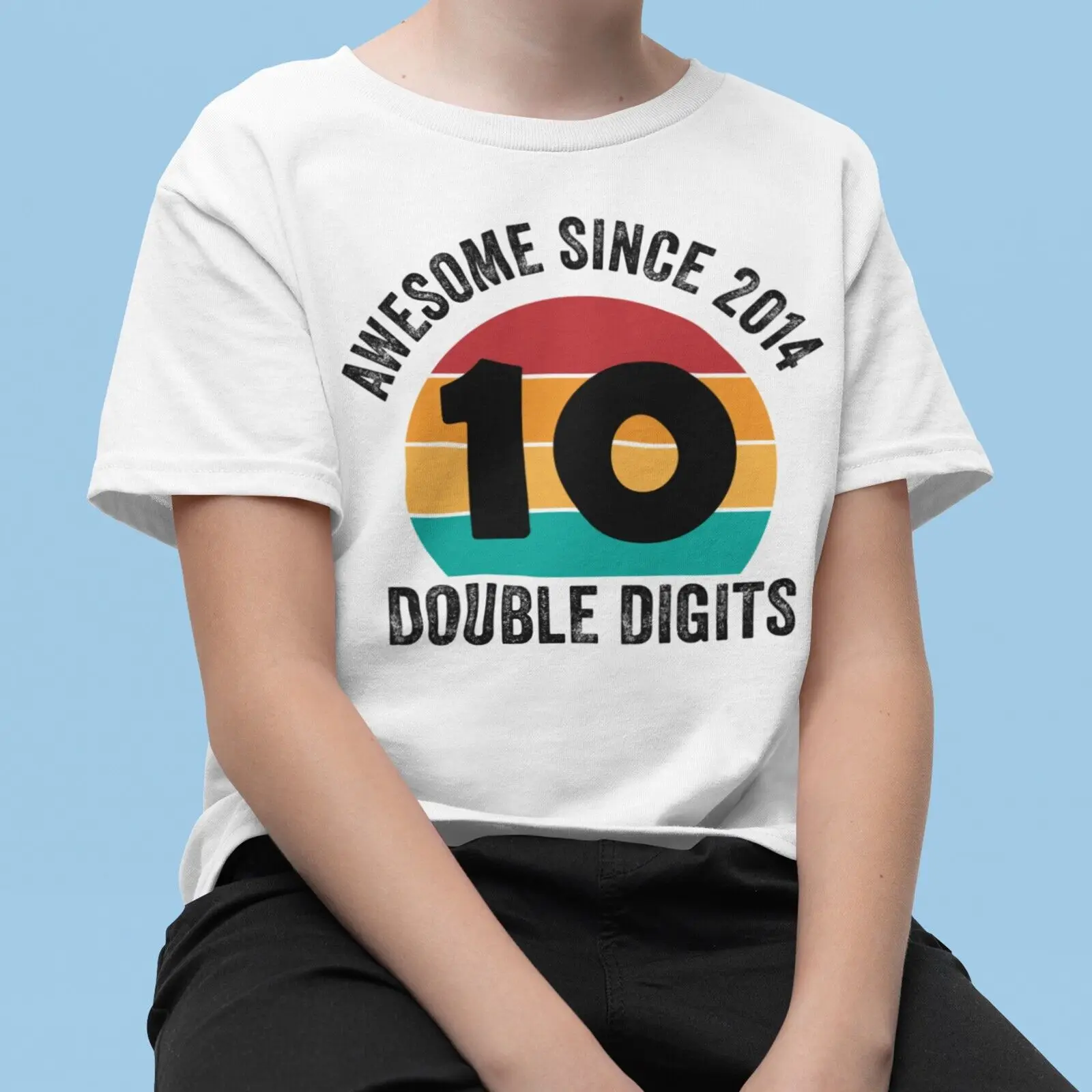 

10th Birthday Shirt, Awesome Since 2014 Kids Double Digits Birthday Children Tee