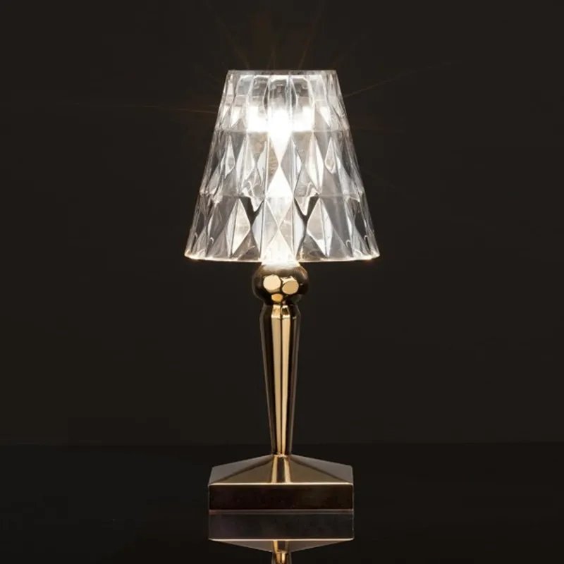 

Diamond Style Table Lamp Bedroom Night Light Touch Rechargerble LED Lighting Fixture Bar Cafe Restaurant Hotel Desk Gold Decor