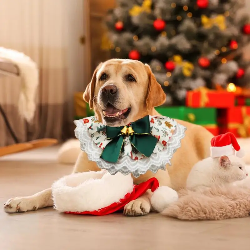 Bavaglini per cani per le vacanze bavaglini per cani di natale regolabili morbidi bandane per cani sciarpa per animali domestici traspirante in pizzo carino accessori per animali domestici reversibili