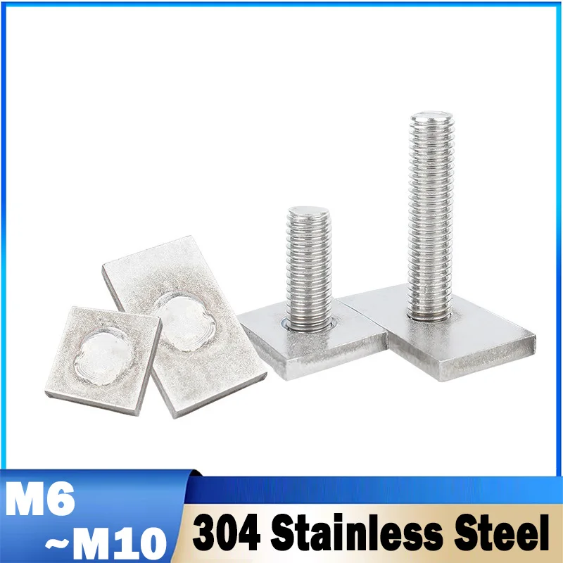 2pcs M6 M8 M10 304 Stainless Steel Screw Chute Rail Track T-shape Bolts,rectangle Hammer Bolt Welding Bolts