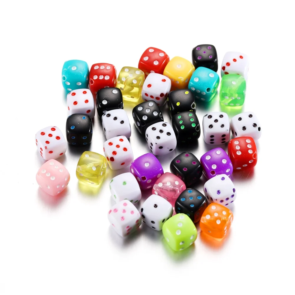 30pcs/lot 8mm Acrylic Square Shape Dice Beads Loose Spacer Beads Handmake For Jewelry Making DIY Bracelets Necklace Supplies