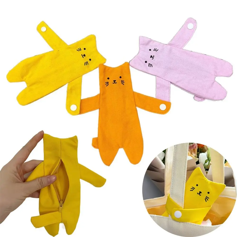 

Canvas Cartoon Cat Coin Purse Lightweight Anti Loss Zippered Mini Wallet Zipper Closure Snap Button Small Change Pouch Gift Idea