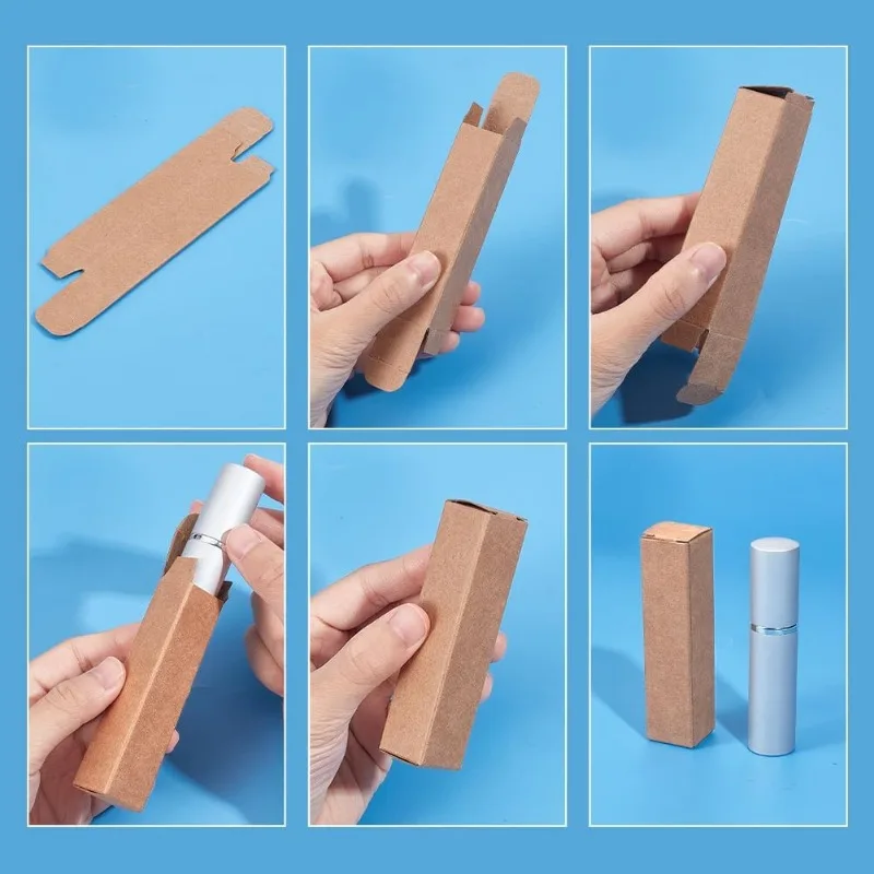 50 Pack Kraft Paper Lipstick Case Peru Rectangle Essential Oil Packaging Box for Lipstick Bottle Packaging Gift Makeup Tube