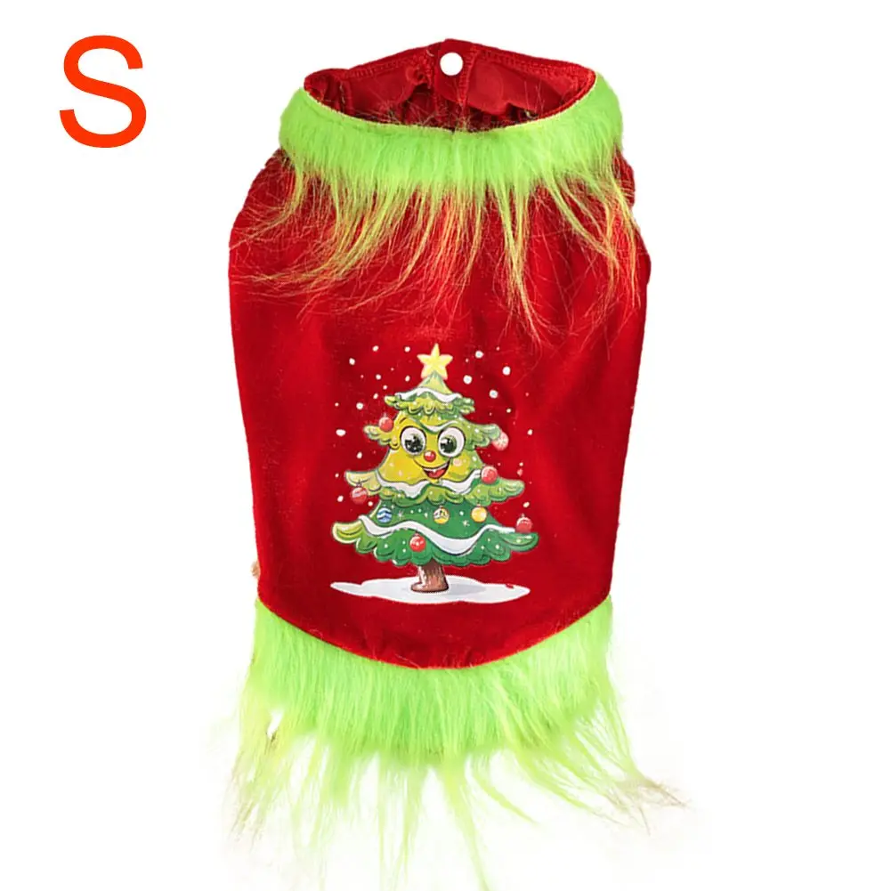 Costumi natalizi per animali domestici Albero di Natale Abito per cani Velluto per cani di piccola taglia Ragazza Abiti per cuccioli Vestiti per cani di piccola taglia media