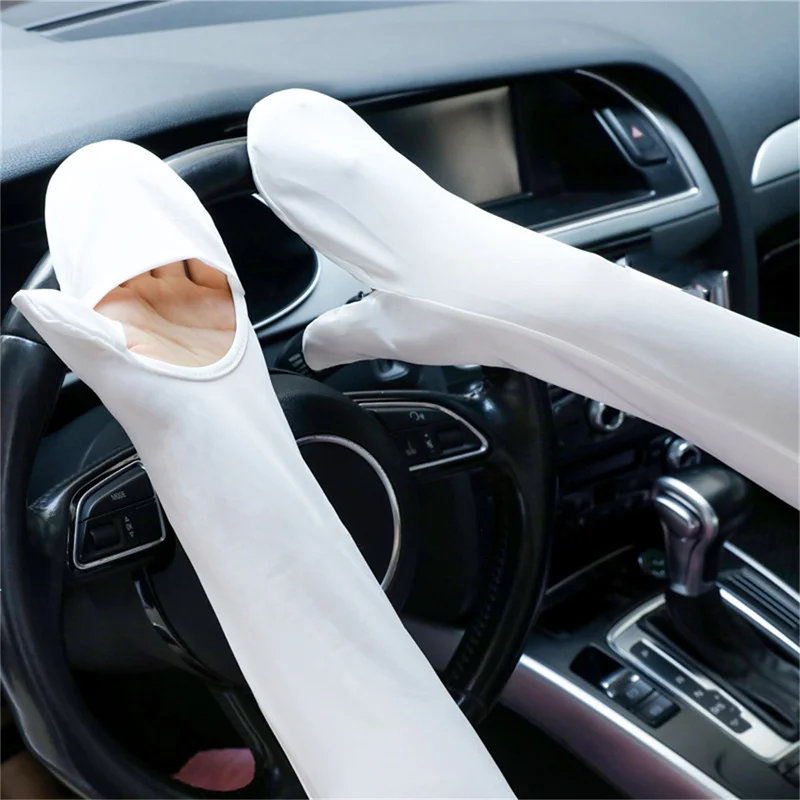 UV 태양열 암 슬리브, 남녀공용 사이클링 핑거리스 장갑, 시원한 머프, 여름 아이스 실크 탄성 암 커버, 운전 선번 방지 슬리브 