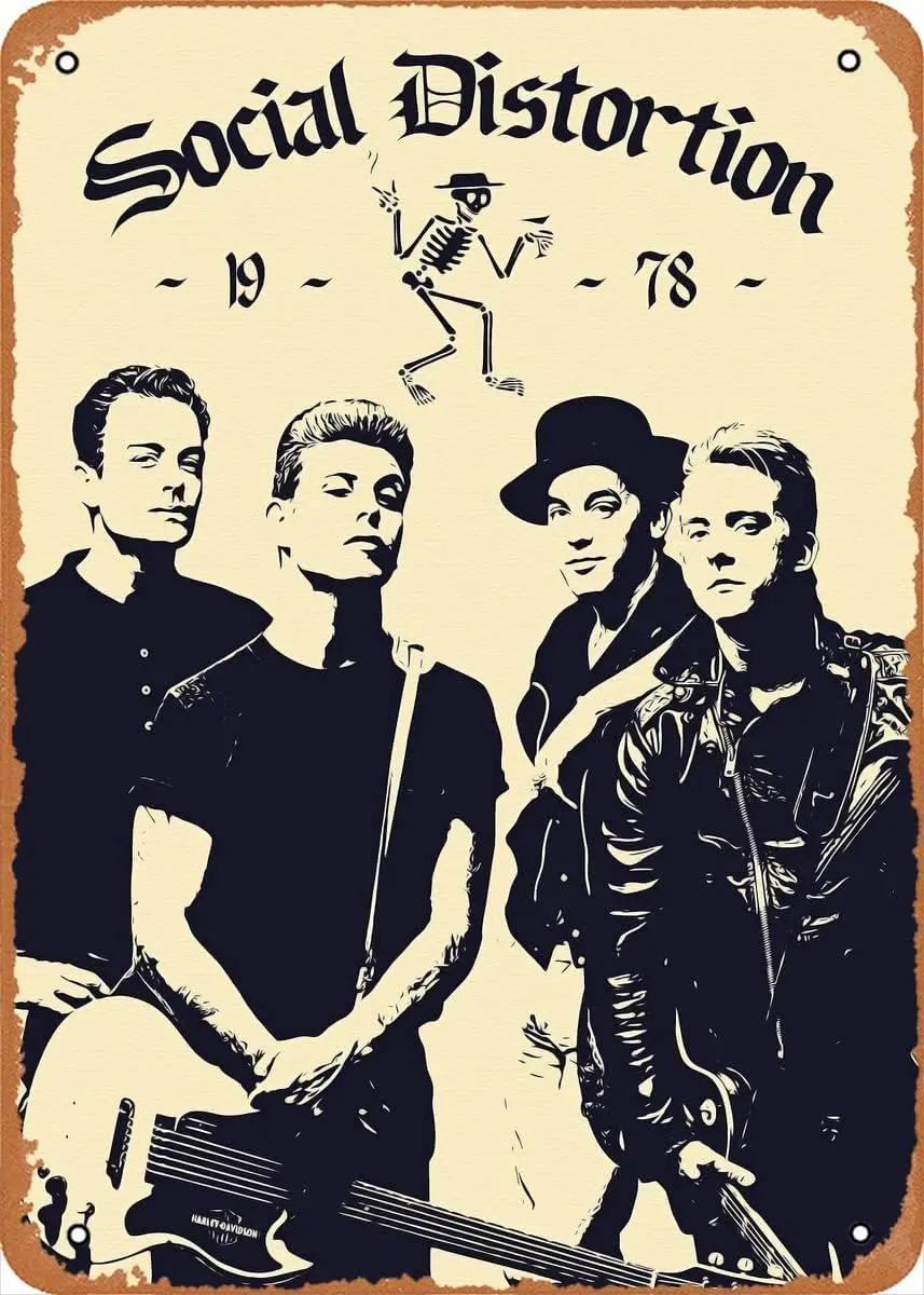 Vintage Metal Tin Sign Social Distortion The Bands Musical Bar Pub Cafe Wall Kitchen Bathroo Poster Karaoke Retro Decor Art sign