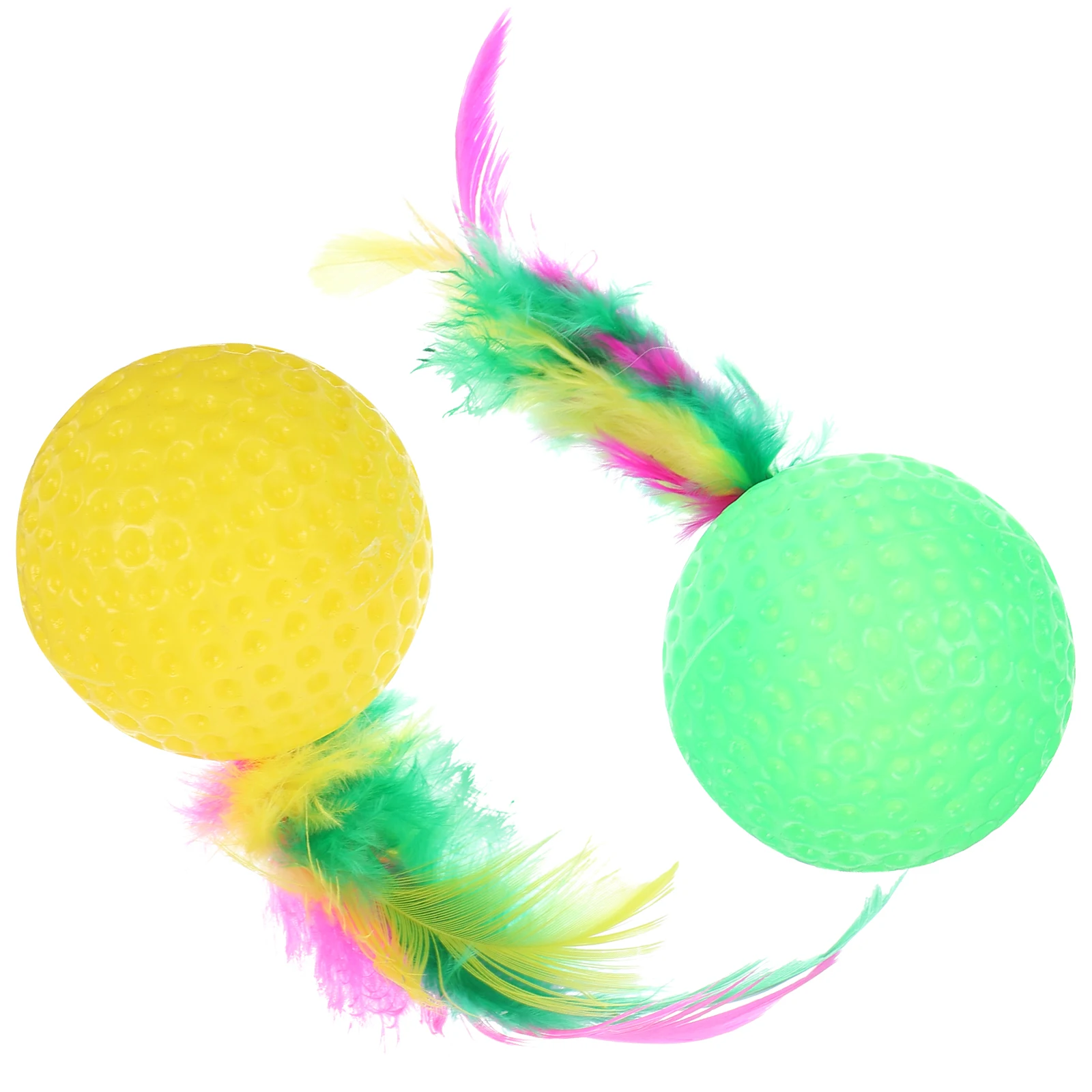 

2 pcs Plastic Ball Toys for Cat Colorful Tail Stimulate Instincts Avoid Scratching Furniture Elasticity Tease Sponge