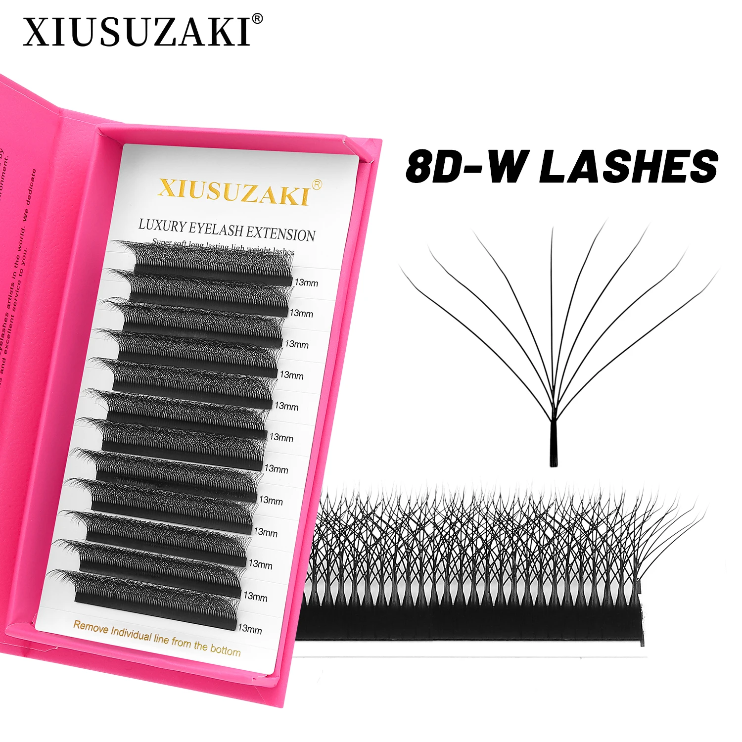XIUSUZAKI 8D W Shaped Lashes Professional Bloom Automatic Flowering Premade Fans Eyelashes Extensions Soft Individual Lashes
