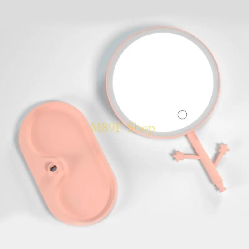 M89F LED beleuchtete Desktop -Make -up -Spiegel mit Basishaken USB wiederaufladbare tragbare tragbare tragbare Dimmlampe
