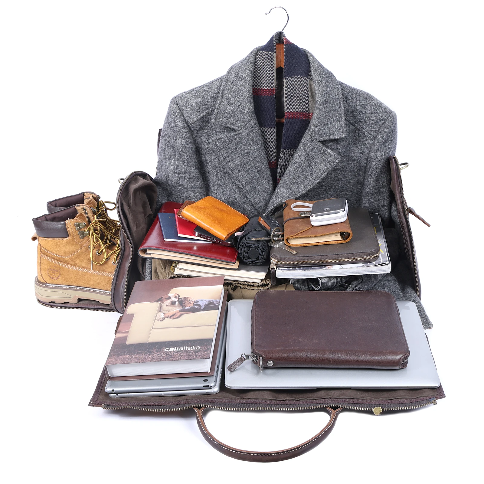 S.WORKER Echtleder-Reisetasche für Herren, große Kapazität, Vintage-Rindsleder-Reisetasche, Weekender-Sporttasche im Retro-Stil – Detail 14
