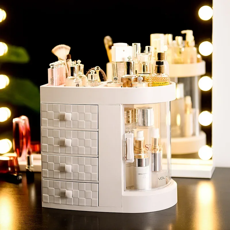 

New2025 Modern Jewelry and Skin Care Products Rack with 3 Drawers Cosmetic Storage Plastic Display Box Plastic Makeup Organizer