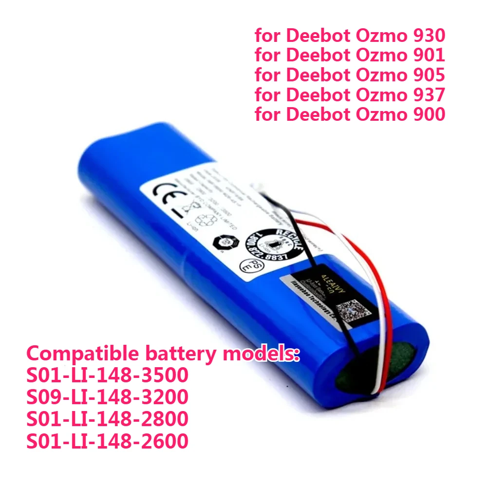 

14.4V 2600mAh Robot Vacuum Cleaner Replacement Battery for Ecovacs Deebot Ozmo 920,930,901,905,937,900 Lithium