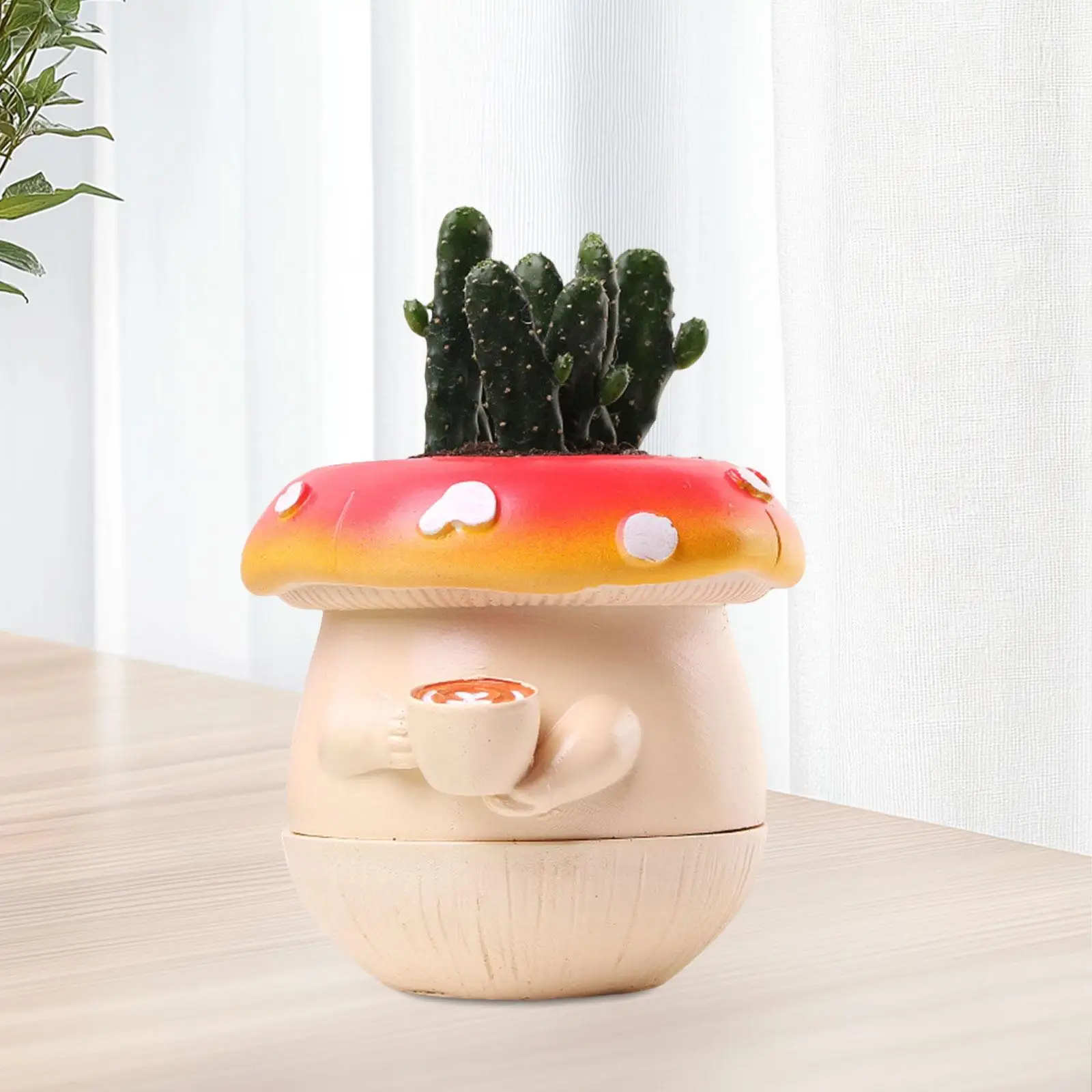 Mushroom Figurine Flower Pot Small Funny Plant Pot Decorative Statue Planter Pot for Shelf Living Room Patio Garden Home Decor