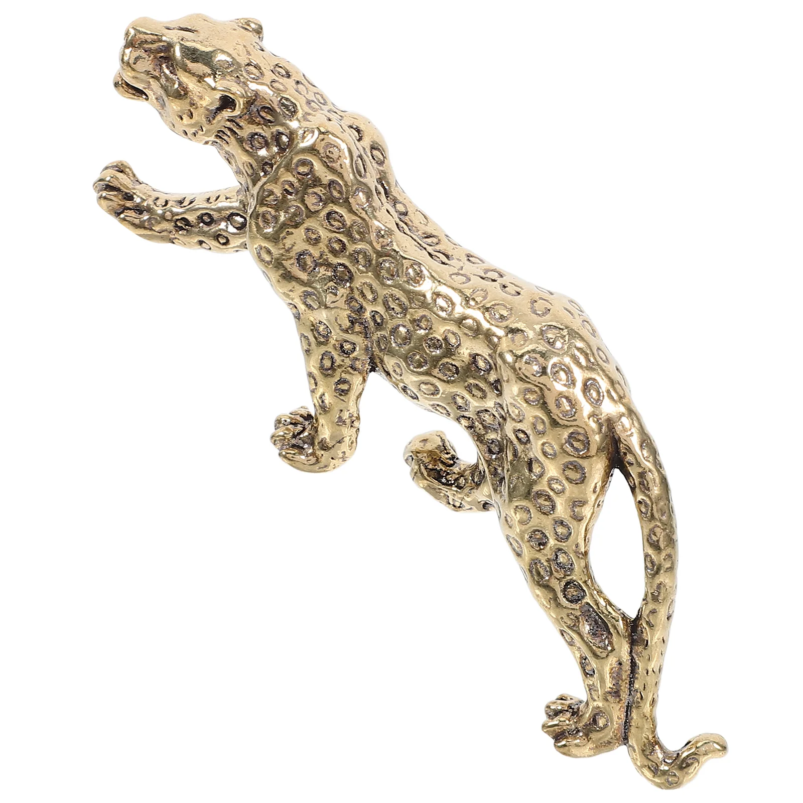 

1 Vintage Figurine Animal Exquisite Craft Figurine Cabinet nament Indoor Desktop Decor Vintage Leopard Statue Brass