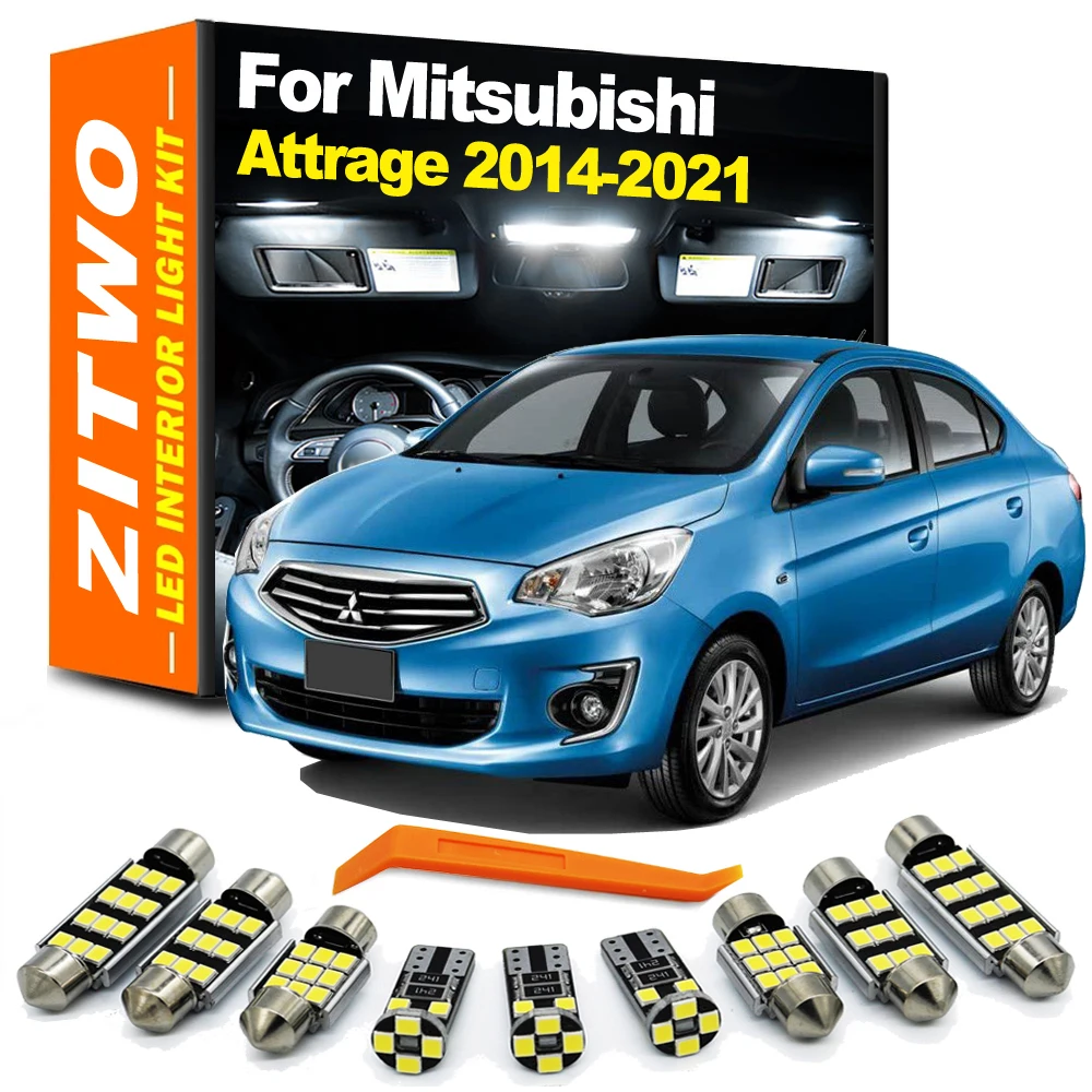 ZITWO 7Pcs LED Interior Light Bulb Kit For Mitsubishi Attrage 2014 2015 2016 2017 2018 2019 2020 2021 Trunk License Plate Lamp