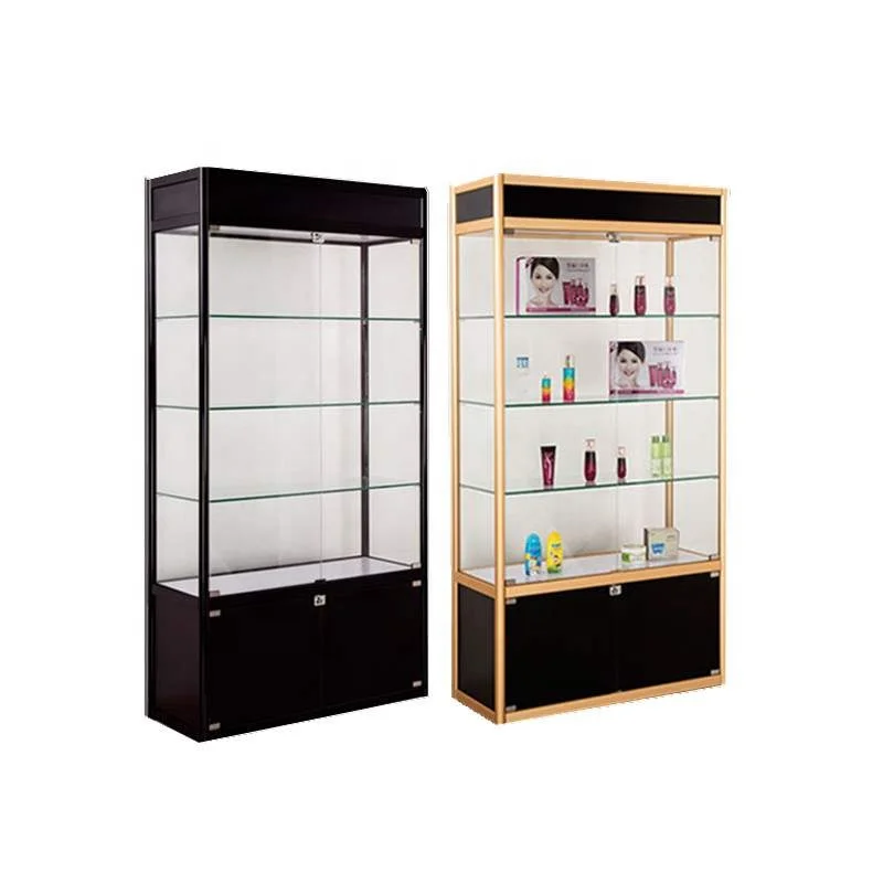 

Boutique showcase vitrine lockable cheap aluminum smoke showcase glass showcase with led light