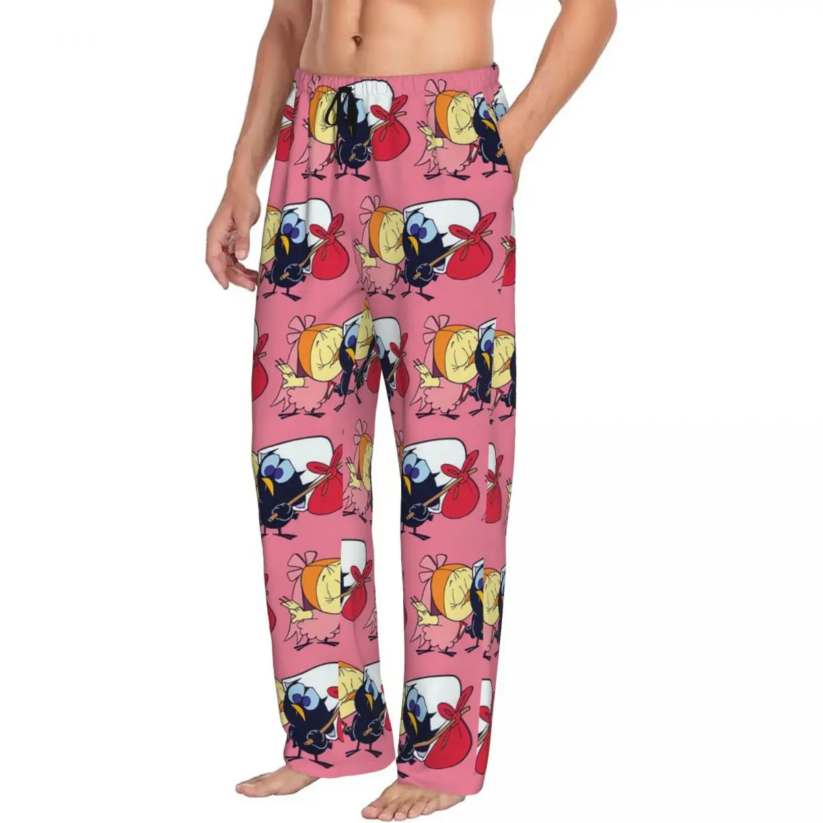 Custom Calimero Cartoon Comic Men Pajama Pants Lounge Sleep Sleepwear Bottoms with Pockets