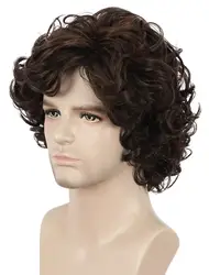 New Moive Dune Paul Atreides Cosplay Wig Men Dark Brown Short Curly Synthetic Hair Wig Heat Resistant + Free Wig Cap