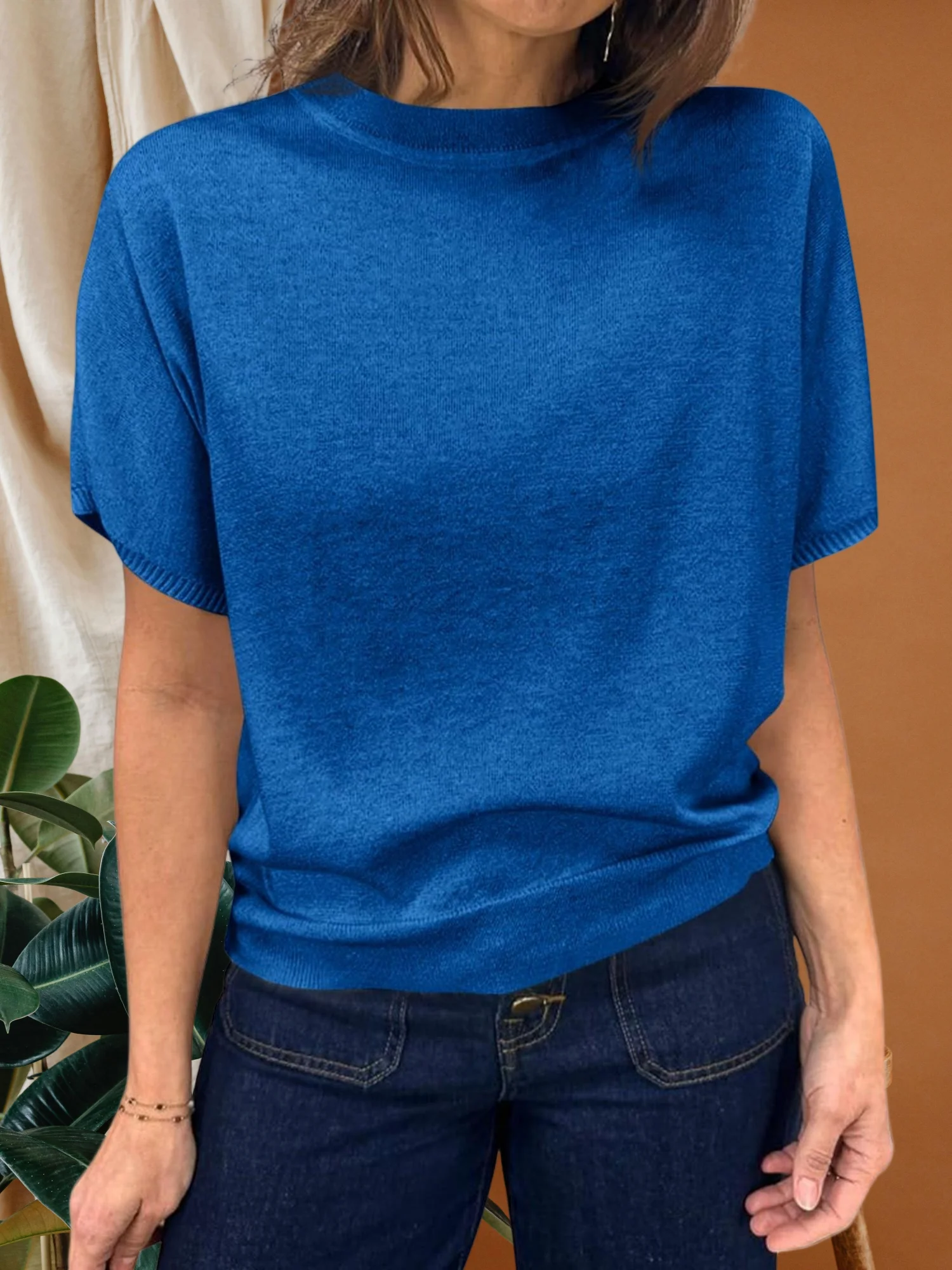 Damska podstawowa bluza z kapturem, z okrągłym dekoltem, jednolita, dzianinowa, letnia, lekka koszulka.