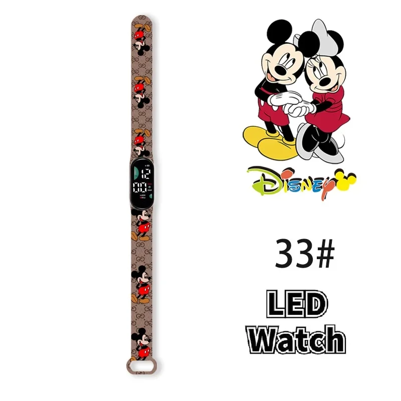 Disney-Montre électronique tactile pour enfants, Pepper Princess, LED, étanche, cadeau festif