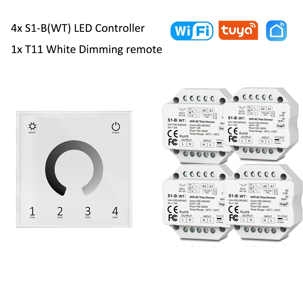 Tuya Smart Life WiFi RF AC Triac Dimmer LED Controller Push Switch 110V 220V 230V Wireless Remote Smart Home Alexa Google Home