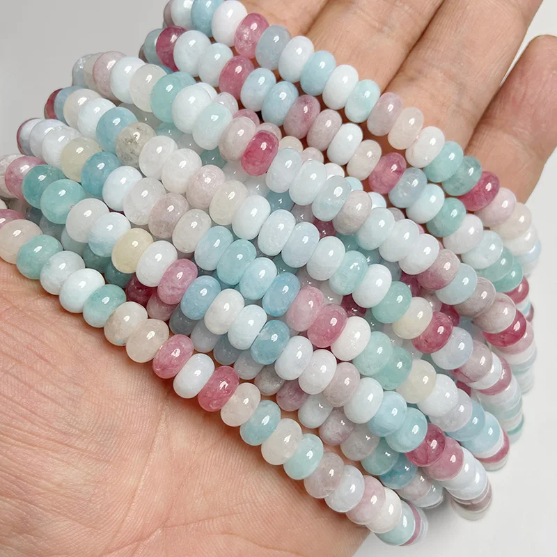 5x8mm Natural Stone Rondelle Quartz Beads Round Flat Abacus Chalcedony Jades Loose Spacer Beads for Jewelry Making DIY Bracelet