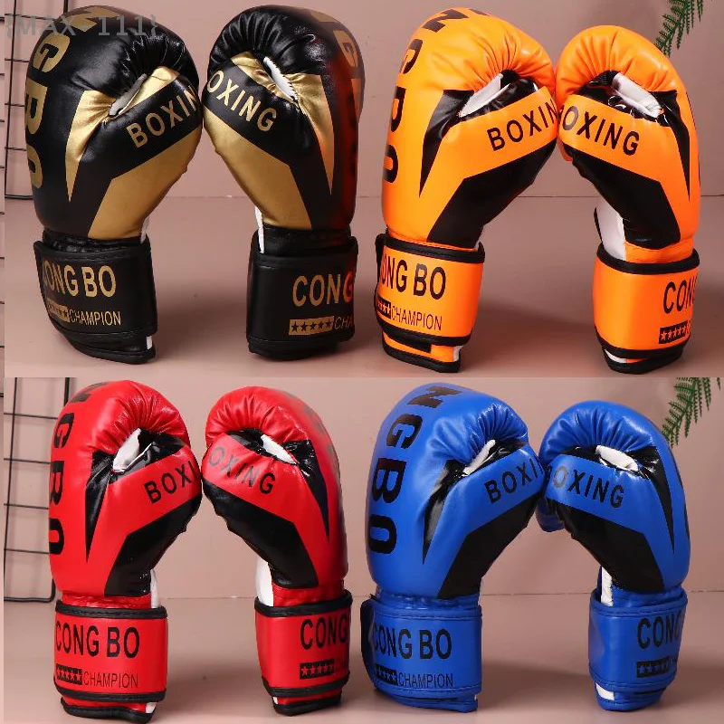 

{MAX-111} 1 Pair Professional Boxing Training Sparring Gloves PU Leather Kids Breathable Muay Thai Punching Karate Gloves
