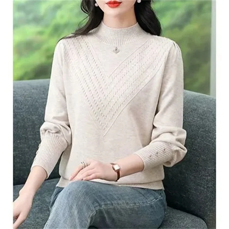 Autumn Winter Knitted Ribbed Turtleneck Sweater Women Clothes 2024 Long Sleeve Slim Basic Pullover Woman Sweaters Solid Tops