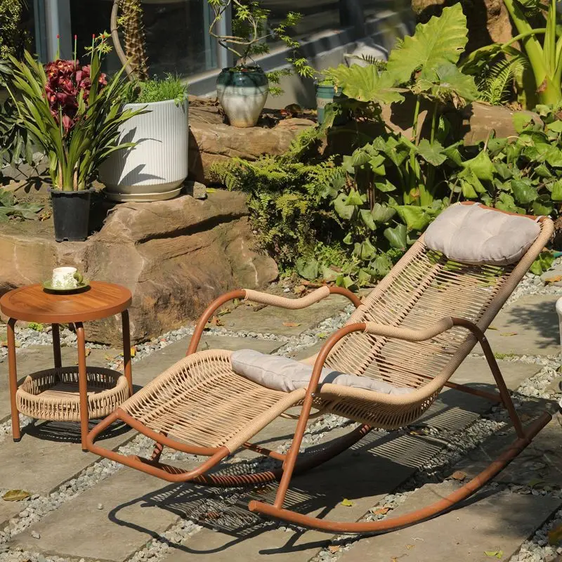 Rocking Chair Recliner Living Room Balcony Lunch Break Rattan Home Courtyard Leisure for The Elderly Outdoor Chair