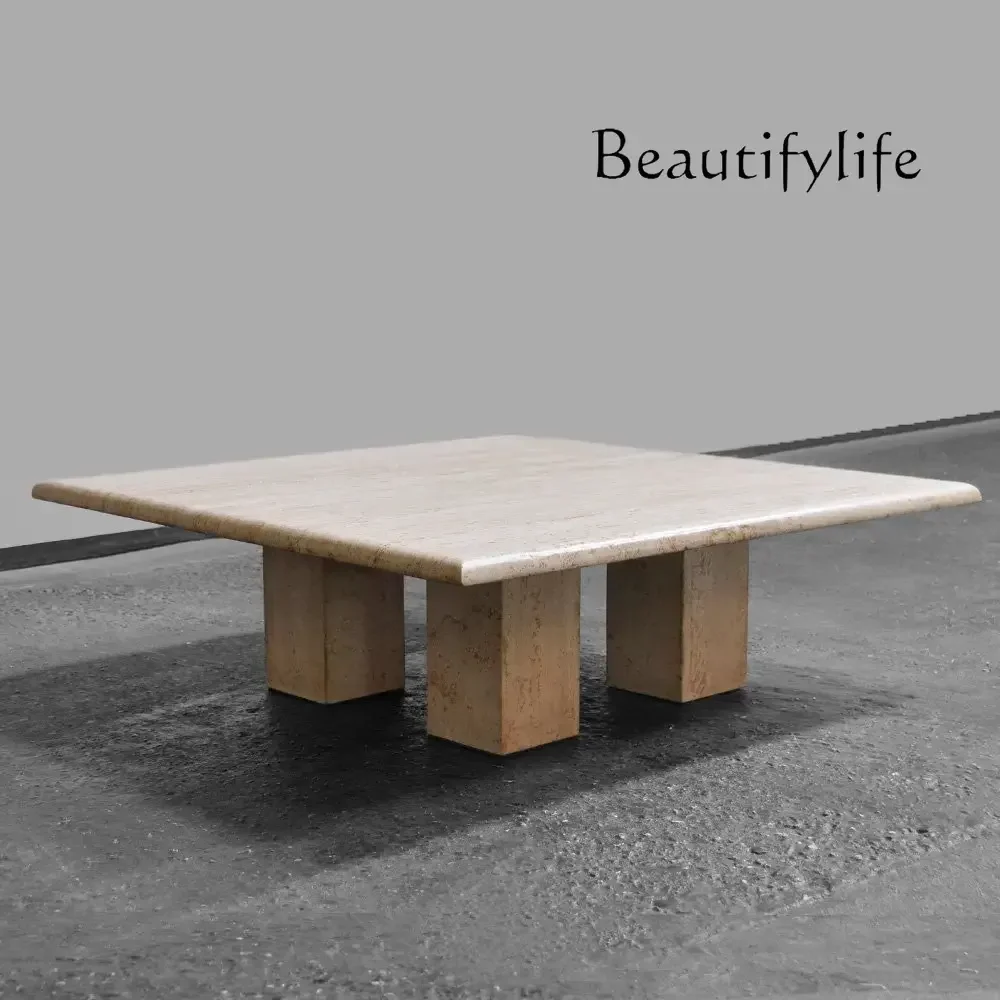 

Nordic Simple Natural Marble Cave Stone Coffee Table Square Coffee Table Small Apartment Living Room Tea Table