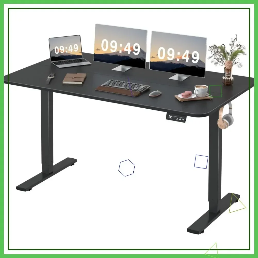 

Hot-selling55x24 Inch Electric Height Adjustable Standing Desk with Memory Preset, Large Sit Stand Office Desk, T-Shaped Metal F