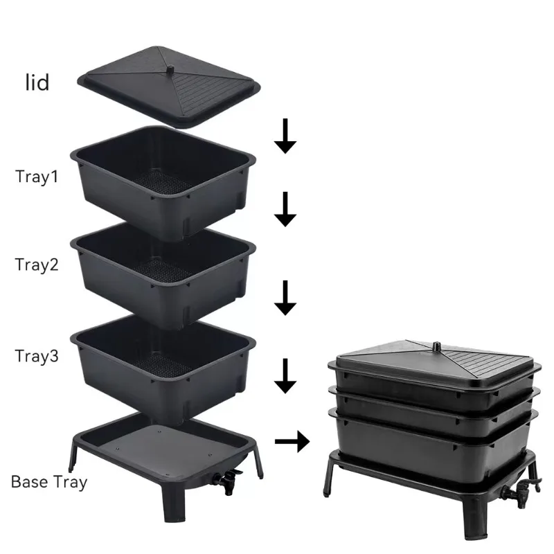 Worm Composting Box,Multifunctional Insect - Raising Box,Kitchen Waste Bucket Worm Farm,Household Worm Castings Box