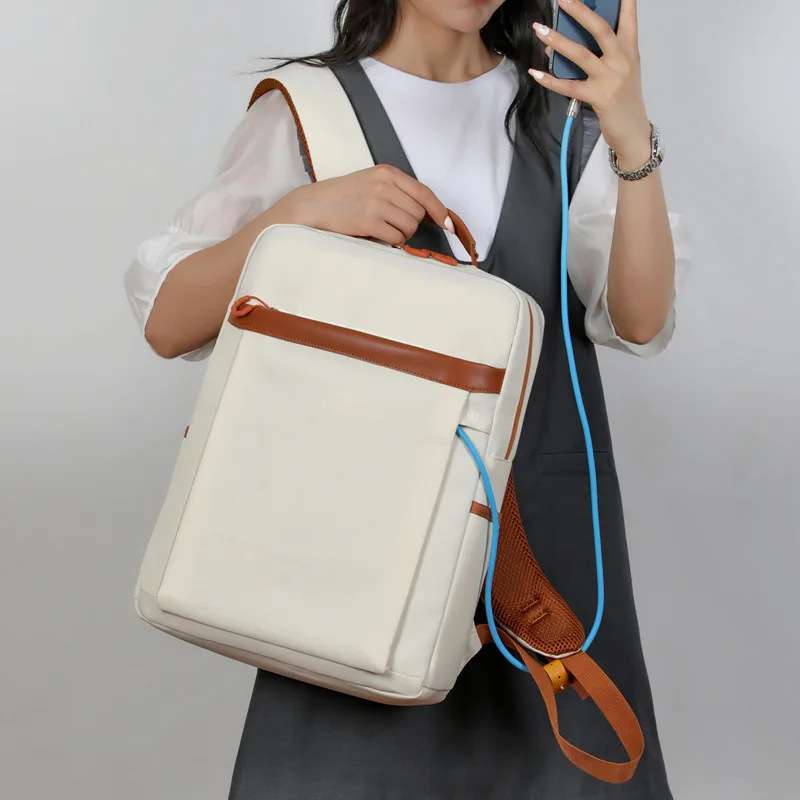 2024 New Women's Large Capacity Trendy And Fashionable Computer Backpack, Oxford Cloth Solid Color Sketch Student Drawing Bag