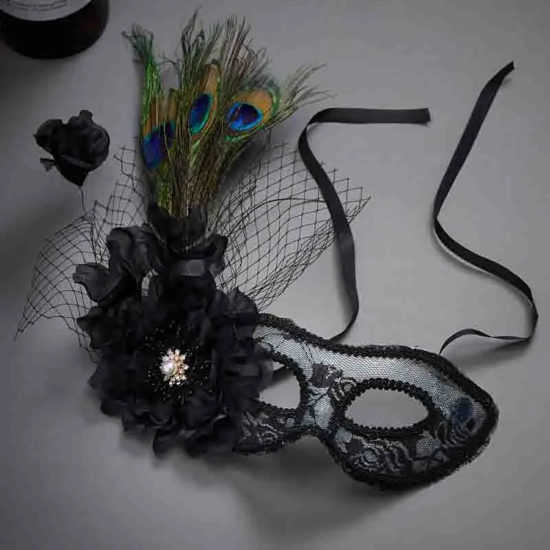 Europeu americano moda masquerade máscaras sexy flor rendas borla gradiente cosplay traje festival dia das bruxas festa de casamento barra