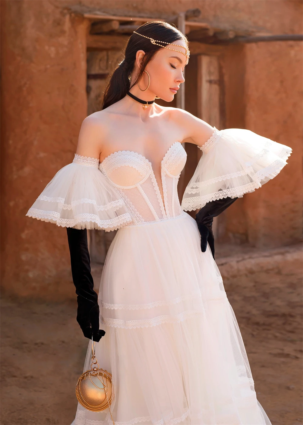 Vestidos De Novia De tul De encaje exquisito personalizados, tren De barrido, vestidos De Novia blancos transparentes, Vestido De Novia De corte en A