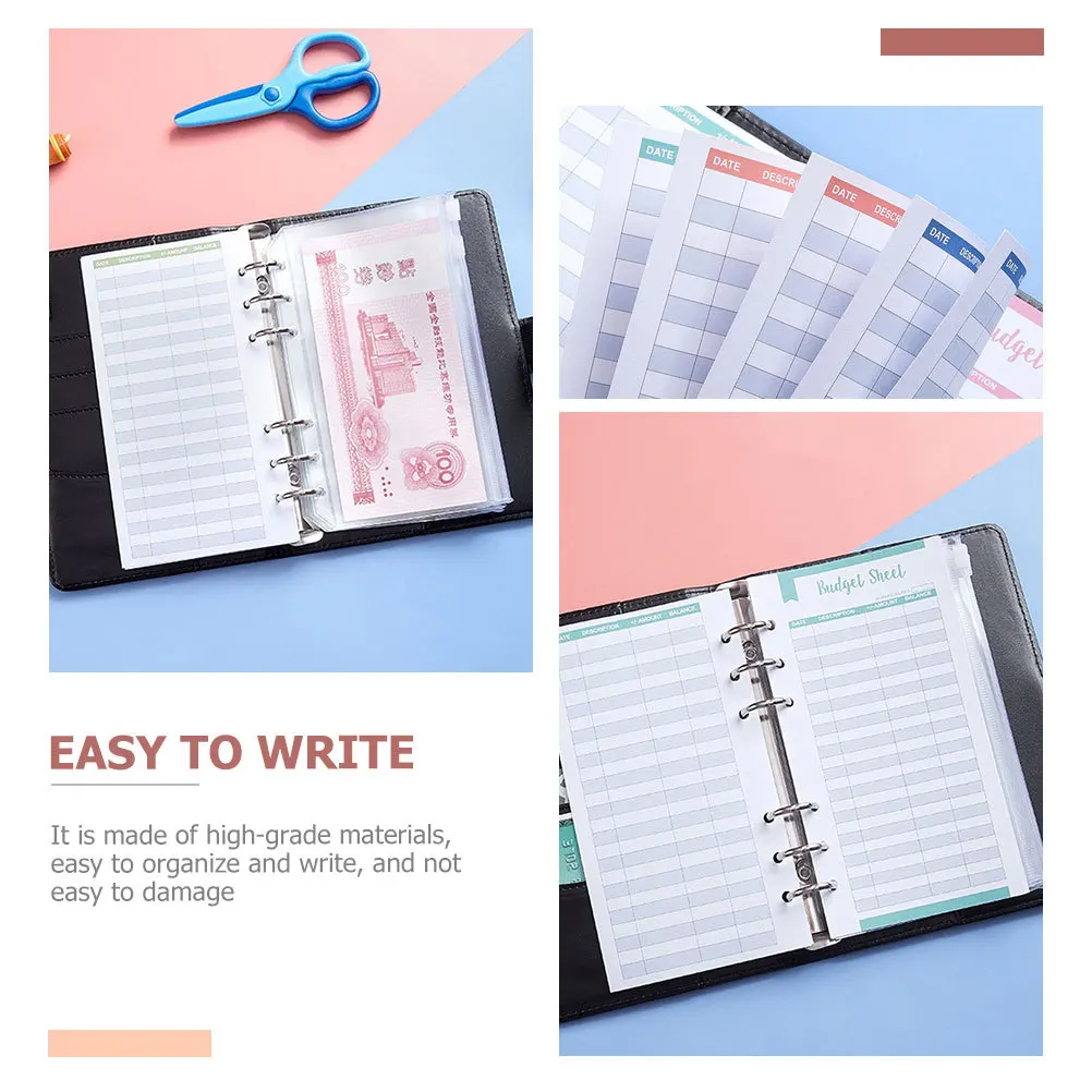 36Pcs High Grade Budget Sheets Monthly Plan Logs Punch Hole Insert Paper Easy Carry Financial Control Planner Accessories