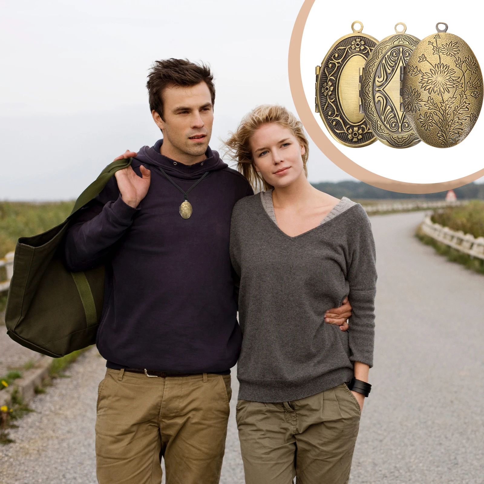 

3pcs Photo Locket Pendant Box Metal Smooth Surface DIY Jewelry Making Picture Frame Ornament Memorial Charm Accessories