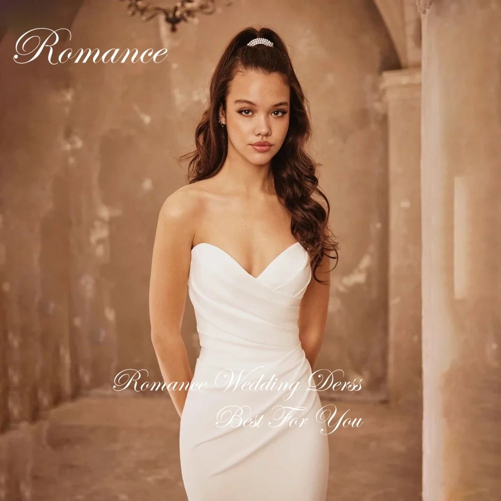 Simples plissado querida sereia vestidos de casamento feminino 2025 arco aberto volta sem mangas vestido de noiva vestidos de novia personalizado