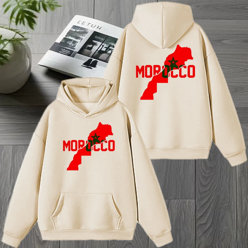 خريف شتاء المغرب harajuku جديد في مزدوجة الوجهين طباعة قلنسوة سوداء الرجال النساء الصوف بلوزة كاجوال للجنسين موضة البلوز #6